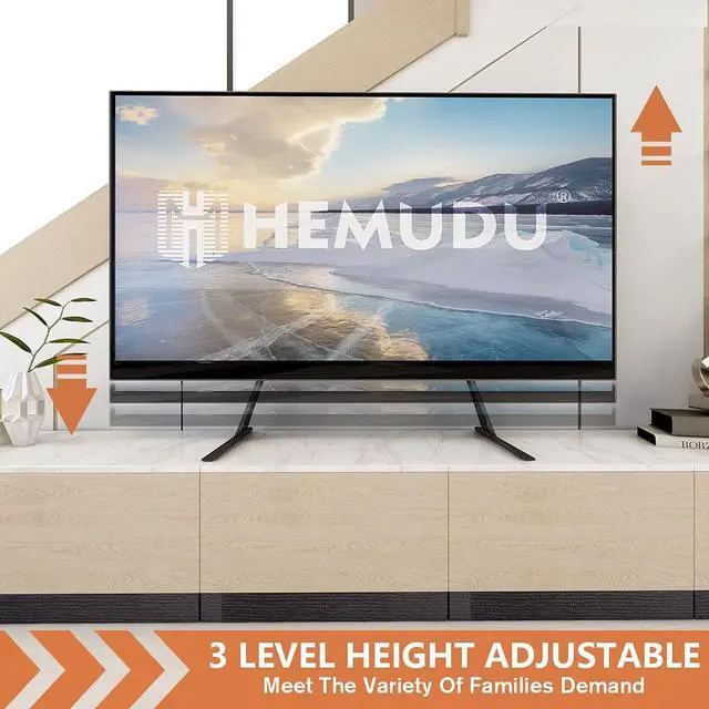 Alt view image 5 of 7 - Hemudu Universal Table Top TV Stand Base TV Legs with Height Adjustment fits Most 27-55 Inch LCD LED Flat Screen TVs, Max VESA 800x400 mm, TV Feet Mount Holds up to 125 lbs, Black