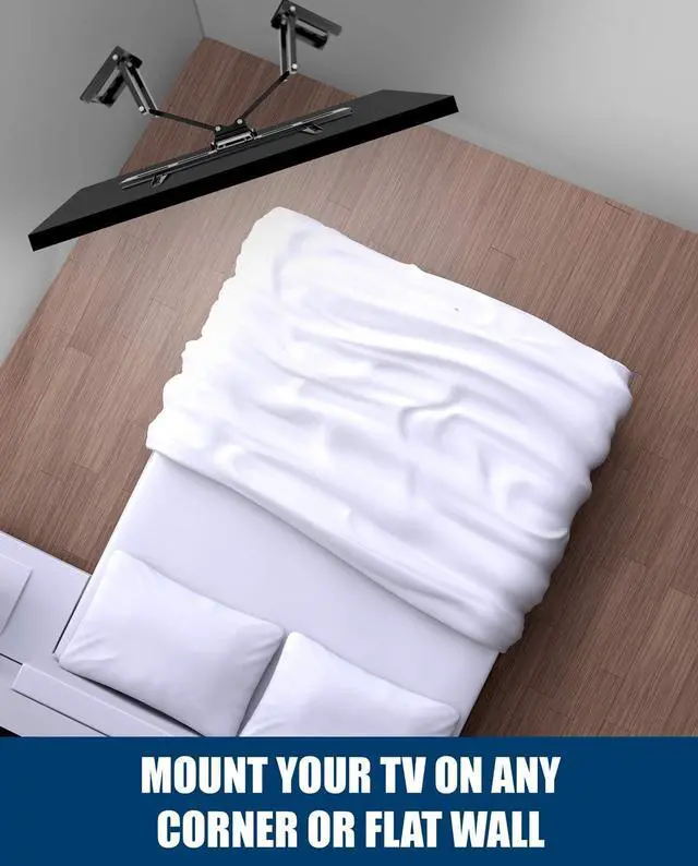 Alt view image 2 of 7 - Mount-It! Corner TV Mount | Premium Swivel Full Motion Caddy Corner Wall Bracket for 37-63 inch Flat Panel Screens VESA up to 800x400, 132 lb Capacity, Black