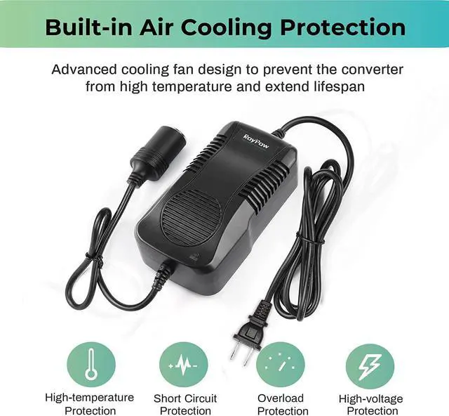 Alt view image 4 of 7 - AC to DC Converter RoyPow 180W (Max 200W) 12V15A Power Supply Adapter Transformer 100V~120V to 11V/12V/13V/14V with Car Cigarette Lighter Socket
