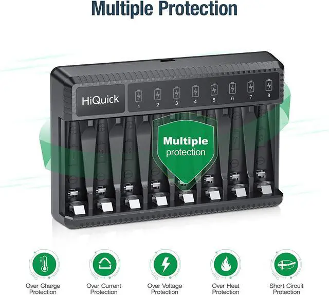 Alt view image 7 of 7 - Good Product Outlet 2800mAh Pre-Charged AA Rechargeable Batteries (8 Pack) and 8-Bay Fast Charging AA AAA Battery Charger for NIMH NiCd Rechargeable Batteries