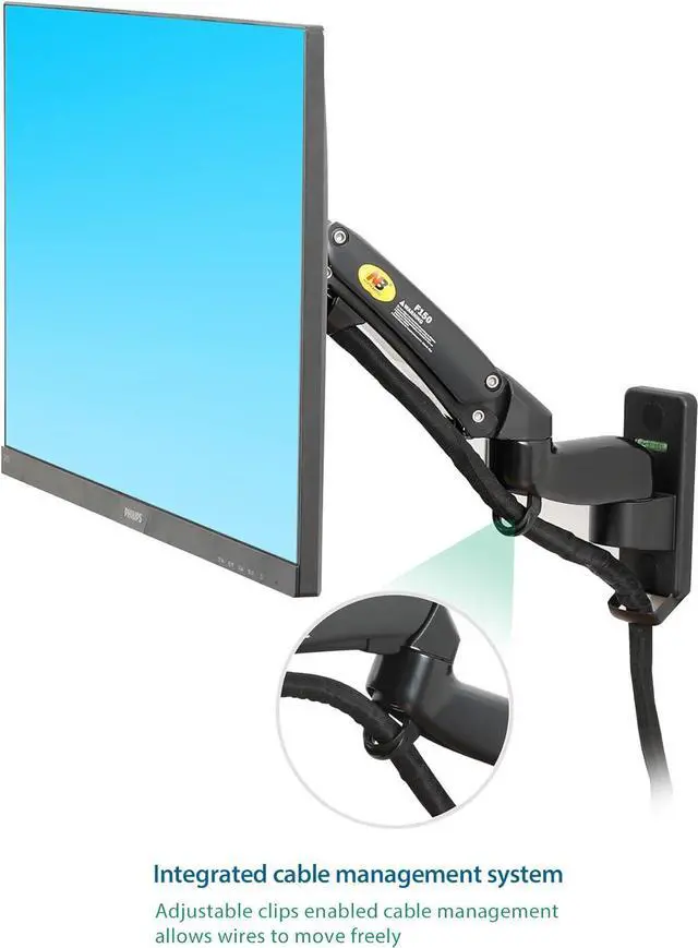 Alt view image 5 of 7 - NB North Bayou TV Monitor Wall Mount Bracket Full Motion Articulating Swivel for 17-35" Monitors (Load Capacity from 4.4 to 22lbs) Double Extension F150-B