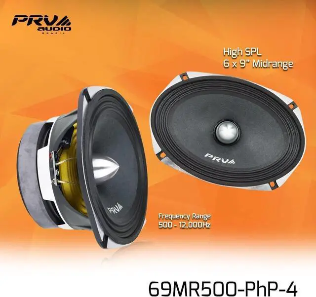 Alt view image 5 of 7 - 6x9 Inch Midrange Speaker 69MR500-PhP-4 500 Watts Program Power, 4 Ohm, 1.5 in Voice Coil, 250 Watts RMS Pro Car Audio Loudspeaker (Single)