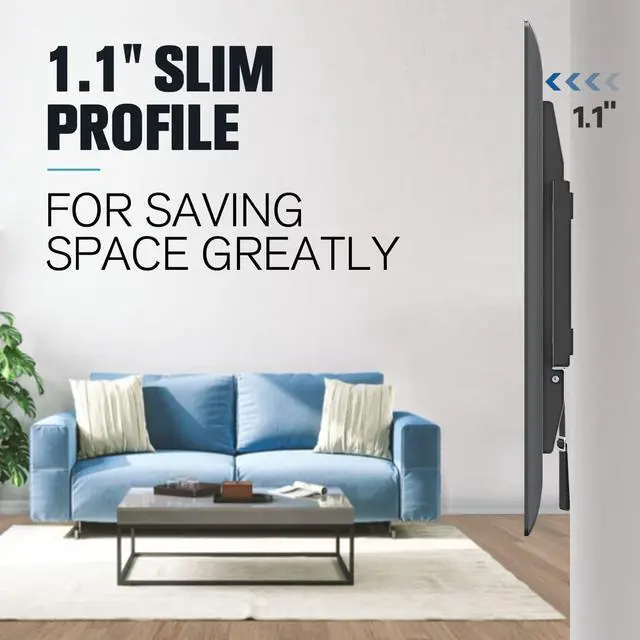 Alt view image 2 of 7 - Mounting Dream TV Mount Fixed for Most 42-84 Inch Flat Screen TVs, TV Wall Mount Bracket up to VESA 600 x 400mm and 132 lbs - Fits 16"/18"/24" Studs - Low Profile and Space Saving MD2163-K