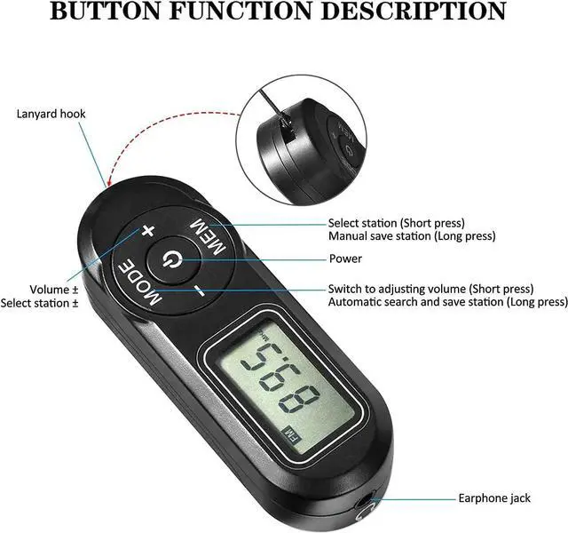 Alt view image 5 of 7 - SWDSTP Personal Portable FM Radio, Pocket Radio with Excellent Reception | Digital Tuning LCD Display, Stereo Headphones with Volume Control Slider, Removable Clip, Mini Radio for Walking, Jogging