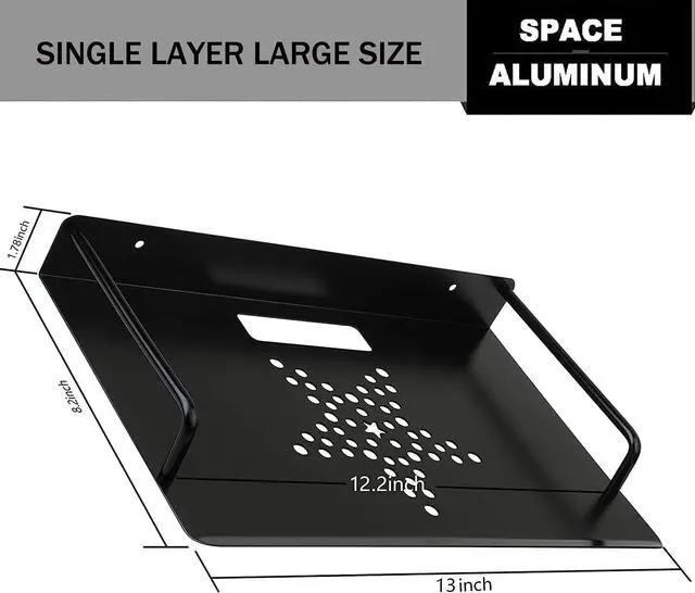 Alt view image 3 of 7 - Alumimum Alloy Wall Mount Shelf Bracket for TV Accessories WiFi Router TV Box Set Top Box (Black,13'' x 8.2'')