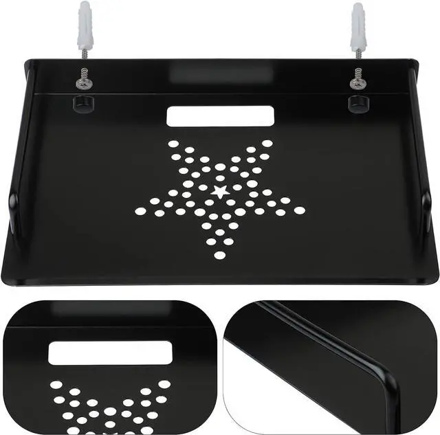 Alt view image 5 of 7 - Alumimum Alloy Wall Mount Shelf Bracket for TV Accessories WiFi Router TV Box Set Top Box (Black, 11.2'' x 8.2'')