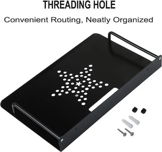 Alt view image 6 of 7 - Alumimum Alloy Wall Mount Shelf Bracket for TV Accessories WiFi Router TV Box Set Top Box (Black, 11.2'' x 8.2'')