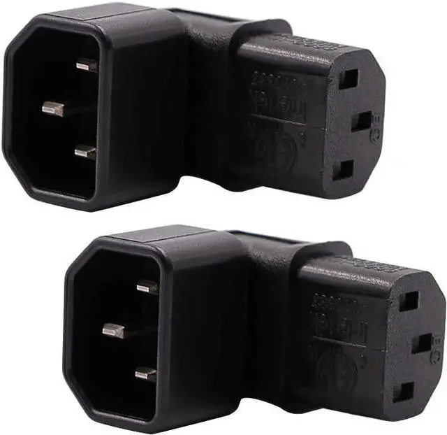 Main image of IEC C14 to C13 Power Adapter PDU Plug/Socket Down 90 Degree for LCD Wall Mount TV 2 Pack