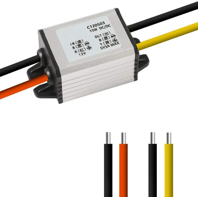 Main image of 12V to 5V DC Converter Car Power Voltage, Waterproof DC 6.3-22V 12V Step Down to 5V 3A 15W Voltage Regulator Buck Converter Power Supply Step-Down Module Compatible with Vehicle Car Truck Volt