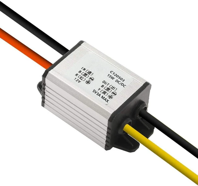 Alt view image 2 of 7 - 12V to 5V DC Converter Car Power Voltage, Waterproof DC 6.3-22V 12V Step Down to 5V 3A 15W Voltage Regulator Buck Converter Power Supply Step-Down Module Compatible with Vehicle Car Truck Volt