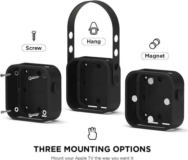 Alt view image 4 of 7 - elago Apple TV Mount - 3 Mount Options (Magnet, Hang, Screw), Compatible with Apple TV 4K 2021 / HD and All Models, Prevents overheating