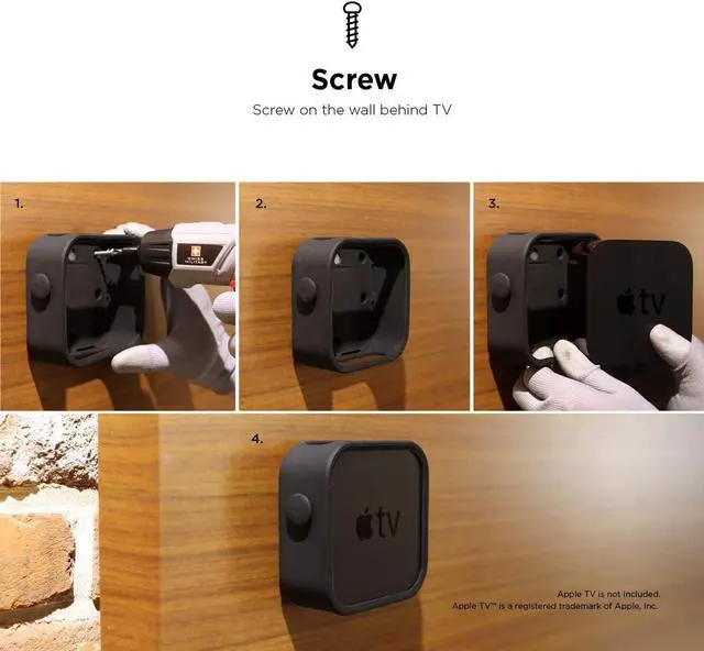 Alt view image 5 of 7 - elago Apple TV Mount - 3 Mount Options (Magnet, Hang, Screw), Compatible with Apple TV 4K 2021 / HD and All Models, Prevents overheating