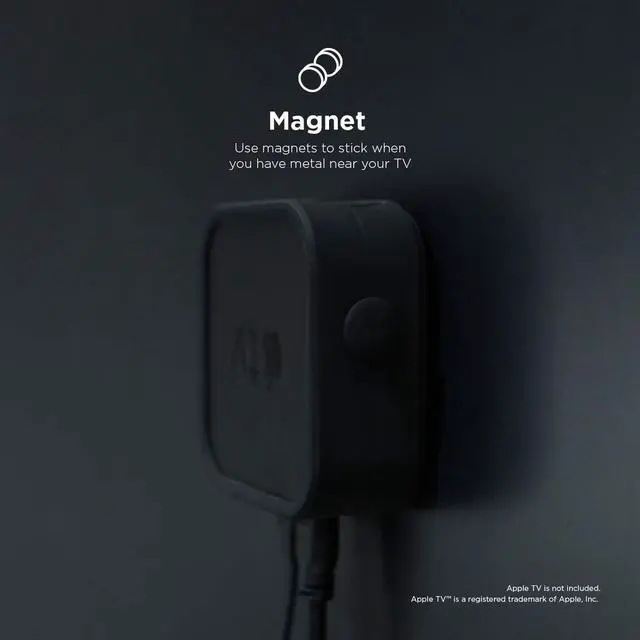 Alt view image 6 of 7 - elago Apple TV Mount - 3 Mount Options (Magnet, Hang, Screw), Compatible with Apple TV 4K 2021 / HD and All Models, Prevents overheating