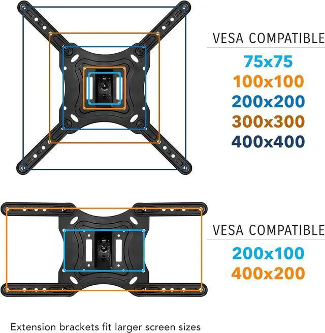 Alt view image 5 of 7 - Mount-It! Full Motion TV Wall Mount Monitor Wall Bracket with Swivel and Articulating Tilt Arm, Fits 26 32 35 37 40 42 47 50 55 Inch LCD LED OLED Flat Screens up to 66 lbs and VESA 400x400