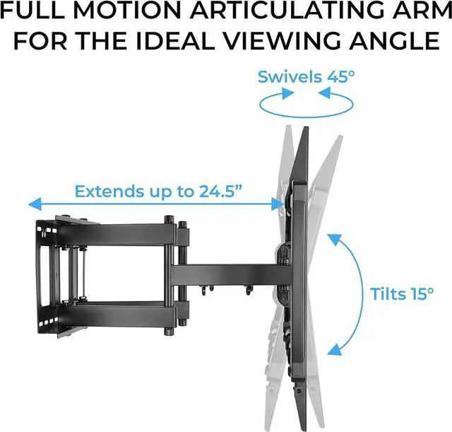 Alt view image 2 of 5 - HumanCentric Full Motion Articulating TV Wall Mount Bracket | Fits 75, 80, 85, 90, 100" Flat Screen and Curved TV Monitors Up to 900 x 600 VESA | Features Full Motion Swivel, Tilt, & Rotation