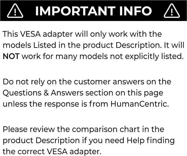 Alt view image 4 of 7 - HumanCentric VESA Mount Adapter Compatible with iMac 24 Inch (Aluminum), iMac 27 Inch (2009, 2010, 2011), LED Cinema Display, Thunderbolt Displays, Replaces Apple iMac VESA Adapter MD179ZM/A