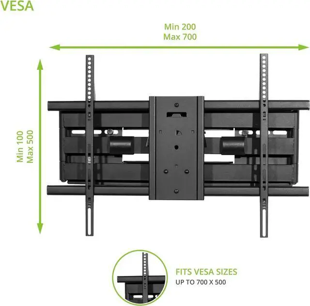 Alt view image 2 of 7 - Kanto FMX3C Full Motion Articulating Adjustable TV Wall Mount for 50 to 100 inch TVs | Supports up to 150 lbs. | Up to 28" Extension | +15° to -5° Tilt | 88° Swivel | VESA from 200x100 to 700x500