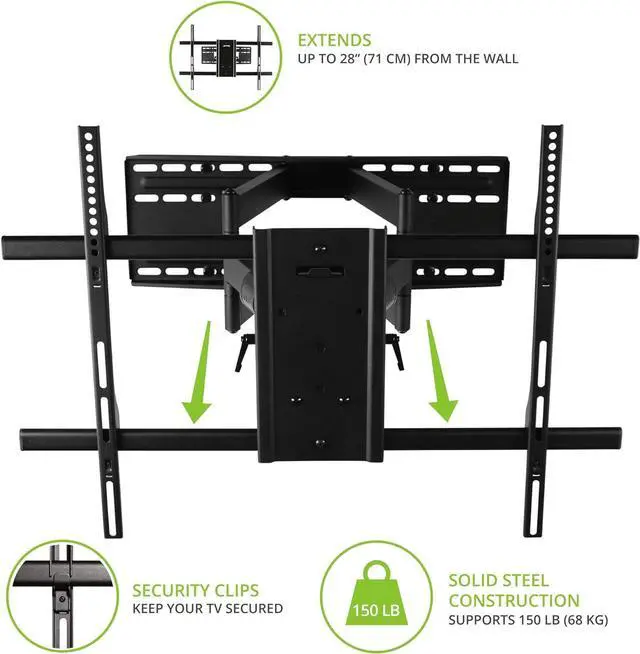 Alt view image 4 of 7 - Kanto FMX3C Full Motion Articulating Adjustable TV Wall Mount for 50 to 100 inch TVs | Supports up to 150 lbs. | Up to 28" Extension | +15° to -5° Tilt | 88° Swivel | VESA from 200x100 to 700x500