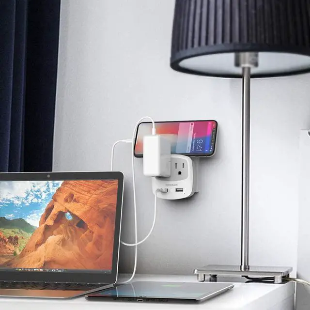 Alt view image 7 of 7 - European Travel Plug Adapter Converter, TESSAN International Power Plug Converter with 2 USB, Type C Outlet Adaptor Charger for US to Most of Europe EU Iceland Spain Italy France Germany