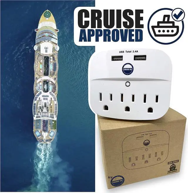 Alt view image 2 of 7 - Cruise Power Strip No Surge Protector with USB Outlets - Ship Approved (Non Surge Protection) Cruise Essentials