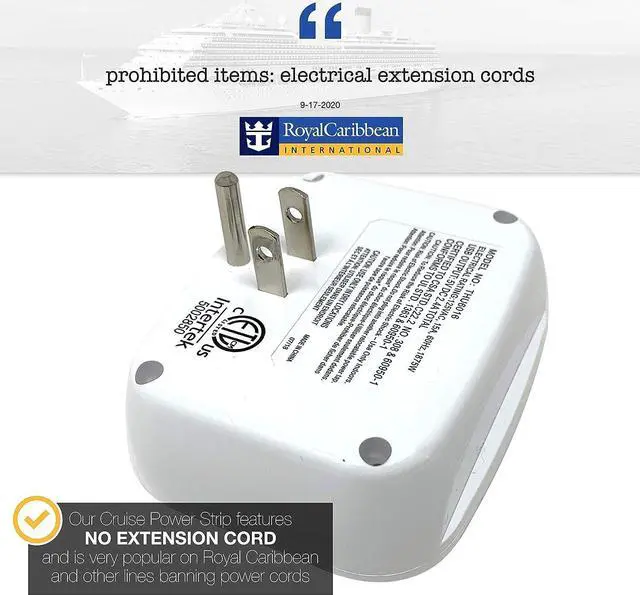 Alt view image 7 of 7 - Cruise Power Strip No Surge Protector with USB Outlets - Ship Approved (Non Surge Protection) Cruise Essentials