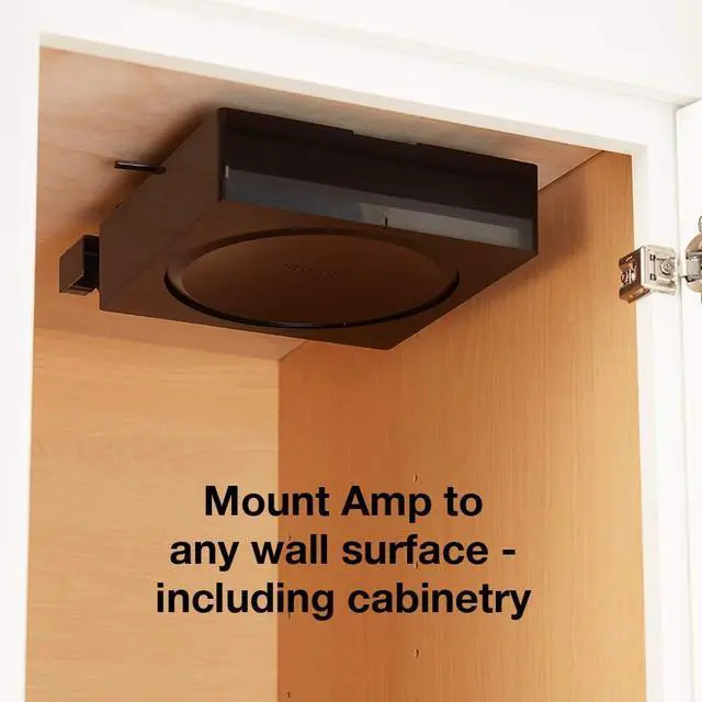 Alt view image 2 of 7 - Sanus Wall Mount for Sonos Amp - Slim Black Design with Lockable Latch for Security - Low Profile Bracket Design Mounts in Any Orientation - Built-in Cable Management & Easy 15-Minute Install