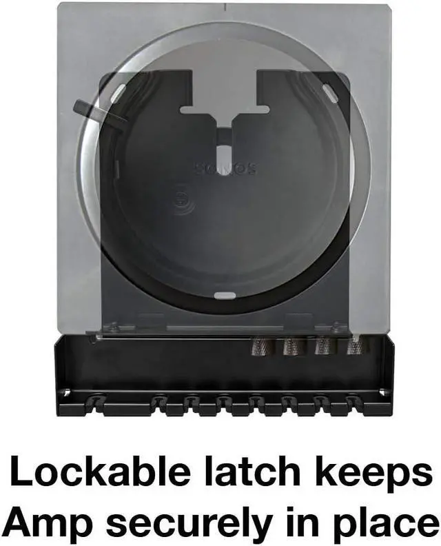 Alt view image 3 of 7 - Sanus Wall Mount for Sonos Amp - Slim Black Design with Lockable Latch for Security - Low Profile Bracket Design Mounts in Any Orientation - Built-in Cable Management & Easy 15-Minute Install