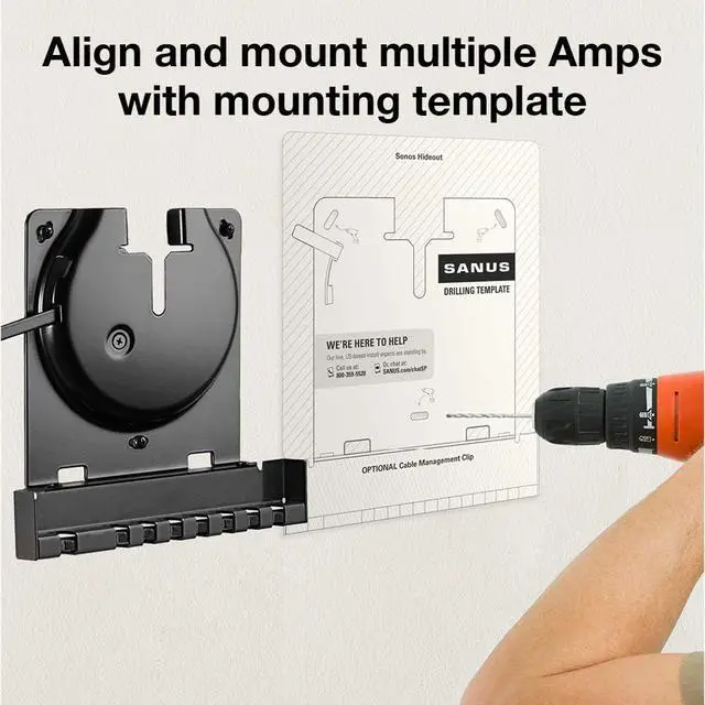 Alt view image 5 of 7 - Sanus Wall Mount for Sonos Amp - Slim Black Design with Lockable Latch for Security - Low Profile Bracket Design Mounts in Any Orientation - Built-in Cable Management & Easy 15-Minute Install