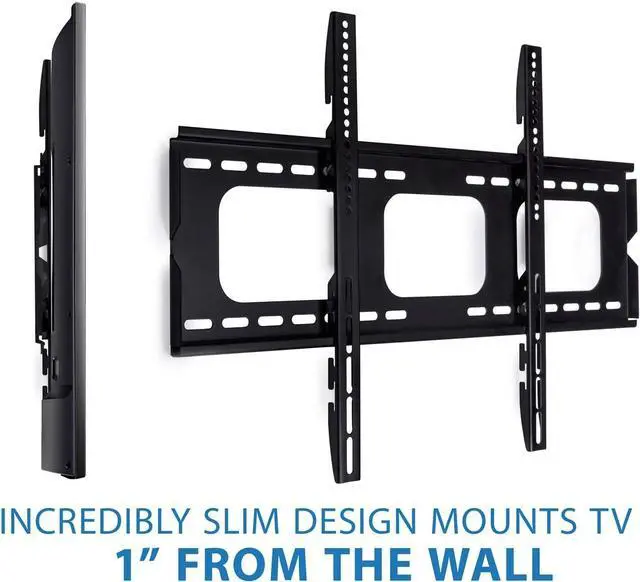 Alt view image 2 of 7 - Mount-It! Low-Profile TV Wall Mount 1" Slim Fixed Bracket for 32, 40, 42, 48, 49, 50, 51, 52, 55, 60 inch TVs VESA Compatible up to 600 x 400 Black
