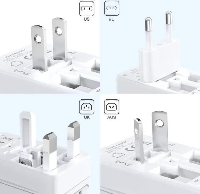 Alt view image 4 of 6 - 250W Power Converter 220V to 110V Voltage Converter with 8 Charging Ports Universal Travel Adapter and UK/AU/US/EU Worldwide Plug Adapter, ETL Listed
