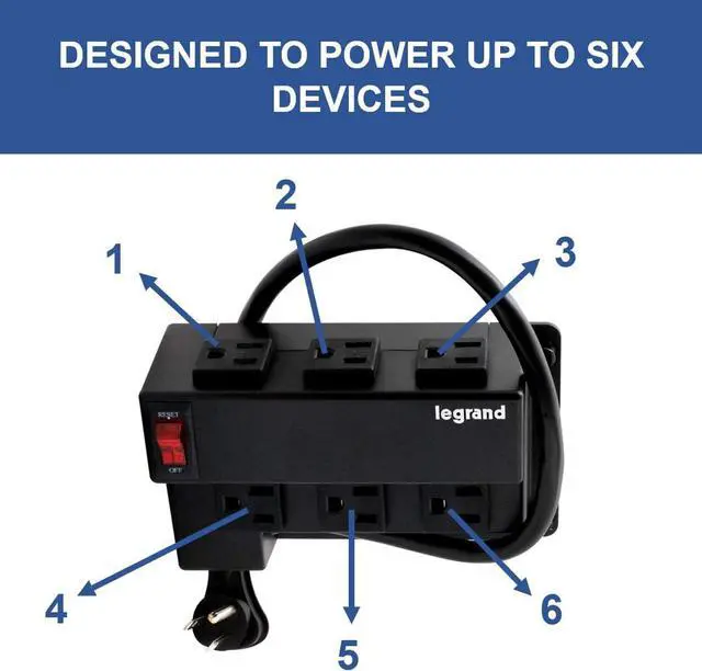 Alt view image 2 of 7 - Legrand - OnQ Media Enclosure Power Strip, Half Width for Power Strip Media Cabinet, Power Strip to Optimize Cable Management with 6 Outlets, 3 IEC C13 Adapters,1 IEC C7 Adapter, Black, AC1031