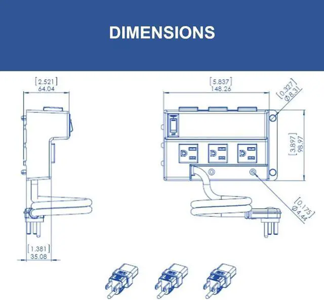 Alt view image 7 of 7 - Legrand - OnQ Media Enclosure Power Strip, Half Width for Power Strip Media Cabinet, Power Strip to Optimize Cable Management with 6 Outlets, 3 IEC C13 Adapters,1 IEC C7 Adapter, Black, AC1031