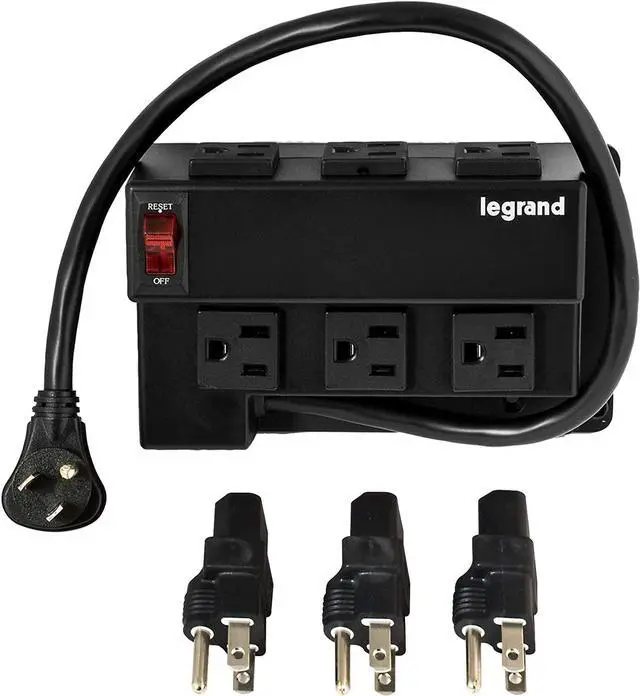 Main image of Legrand - OnQ Media Enclosure Power Strip, Half Width for Power Strip Media Cabinet, Power Strip to Optimize Cable Management with 6 Outlets, 3 IEC C13 Adapters,1 IEC C7 Adapter, Black, AC1031