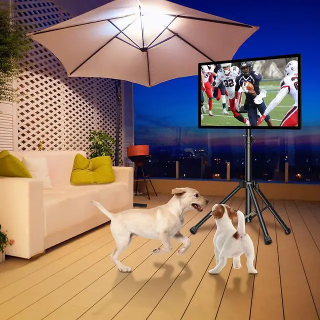 Alt view image 7 of 7 - TV Tripod Stand-Portable TV Stand for 23-60 Inch LED LCD OLED Flat Screen TVs-Height Adjustable Display Floor TV Stand with VESA 400x400mm, Holds up to 88lbs PSTM1