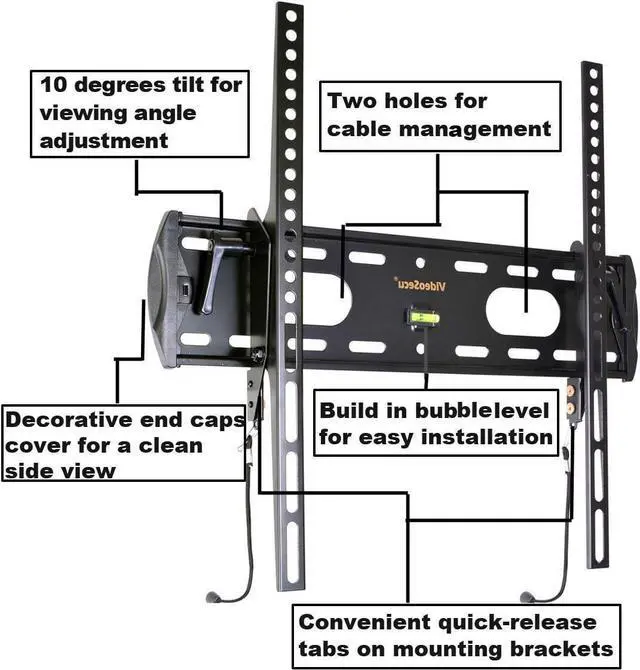 Alt view image 2 of 7 - VideoSecu Mounts Flat Panel Screen Tilt TV Wall Mount for LCD LED Plasma TV with VESA up to 400x400 1FE