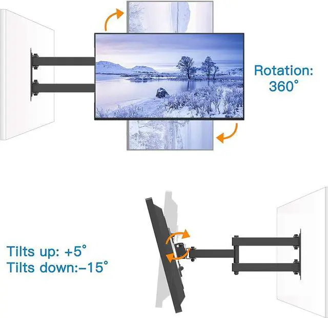 Alt view image 3 of 6 - EVERVIEW Full Motion TV Monitor Wall Mount Bracket Articulating Arms Swivel Tilt Extension Rotation for Most 13-42 Inch LED LCD Flat Curved Screen Monitors & TVs, Max VESA 200x200mm up to 44lbs