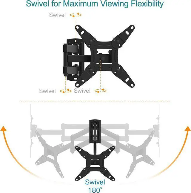 Alt view image 4 of 6 - EVERVIEW Full Motion TV Monitor Wall Mount Bracket Articulating Arms Swivel Tilt Extension Rotation for Most 13-42 Inch LED LCD Flat Curved Screen Monitors & TVs, Max VESA 200x200mm up to 44lbs