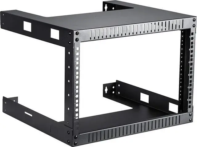 Main image of Kenuco Black 6U Wall Mount Open Frame Steel Network Equipment Rack 17.75 Inch Deep - Black - 6U Deep - W19'' x D17.75'' x H14'' (REG-6U)