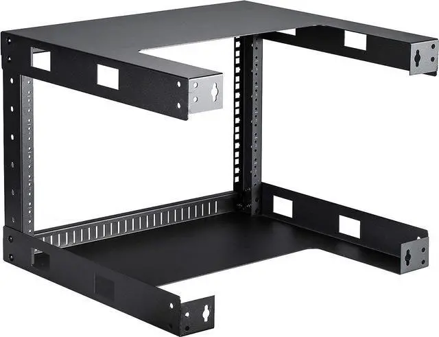 Alt view image 2 of 3 - Kenuco Black 6U Wall Mount Open Frame Steel Network Equipment Rack 17.75 Inch Deep - Black - 6U Deep - W19'' x D17.75'' x H14'' (REG-6U)