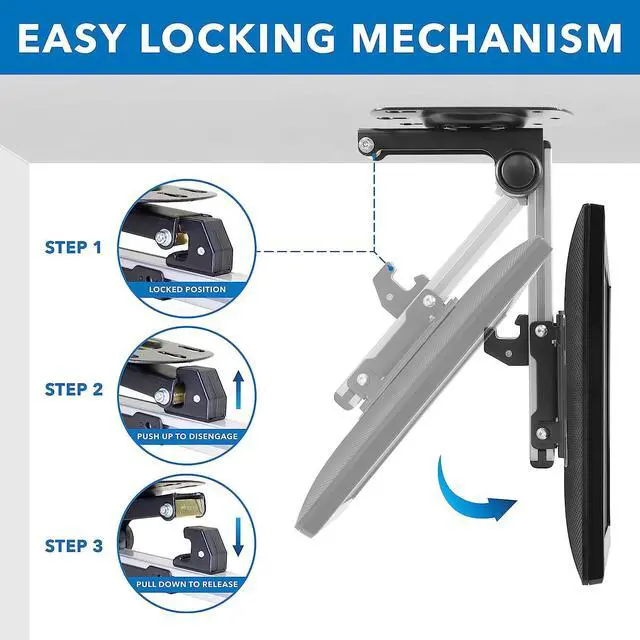 Alt view image 5 of 7 - Under Cabinet TV Mount | Folding Ceiling Television Mount Bracket with 90 Degree Retractable Arm | Swivel and Fold Down Compatible with VESA 100x100 mm