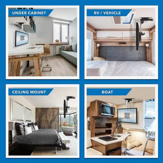 Alt view image 6 of 7 - Under Cabinet TV Mount | Folding Ceiling Television Mount Bracket with 90 Degree Retractable Arm | Swivel and Fold Down Compatible with VESA 100x100 mm