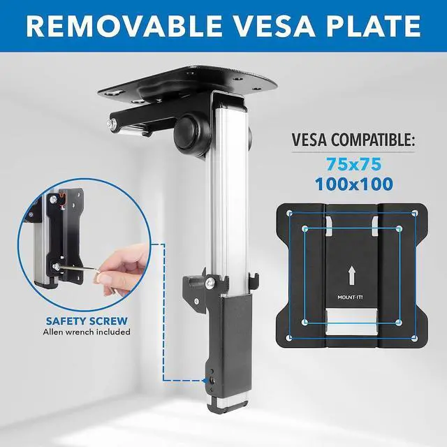 Alt view image 7 of 7 - Under Cabinet TV Mount | Folding Ceiling Television Mount Bracket with 90 Degree Retractable Arm | Swivel and Fold Down Compatible with VESA 100x100 mm