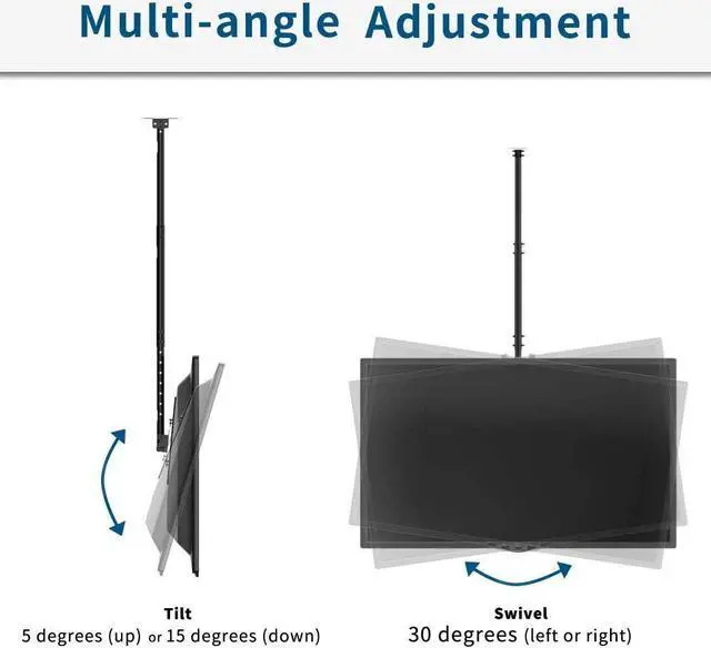 Alt view image 3 of 7 - TV Ceiling Mount Adjustable Bracket,TV Wall Mount Bracket Fits 32-65 Inch LCD LED 4K TVs, Flat Screen Display, Adjustable Height Telescoping Tilt and Swivel, up to 150Lbs, VESA 800x300mm, Black