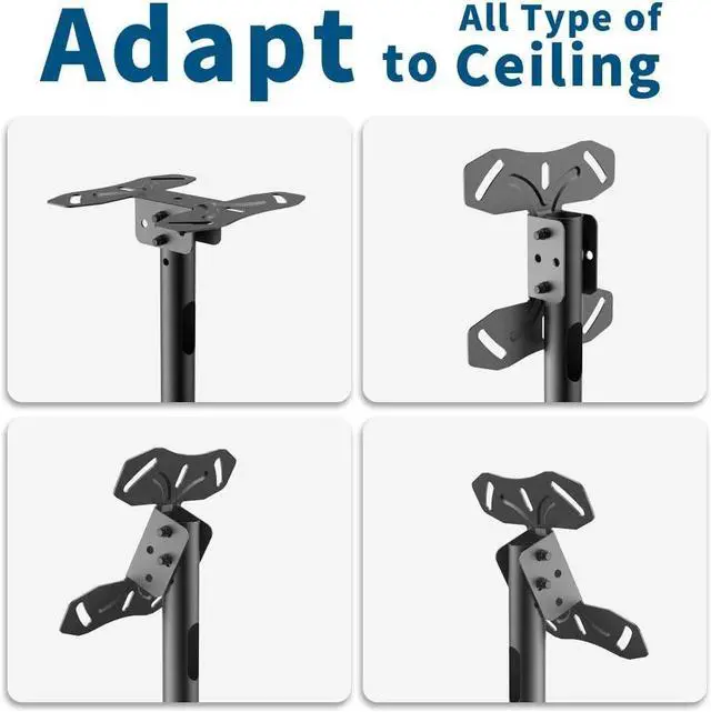 Alt view image 6 of 7 - TV Ceiling Mount Adjustable Bracket,TV Wall Mount Bracket Fits 32-65 Inch LCD LED 4K TVs, Flat Screen Display, Adjustable Height Telescoping Tilt and Swivel, up to 150Lbs, VESA 800x300mm, Black