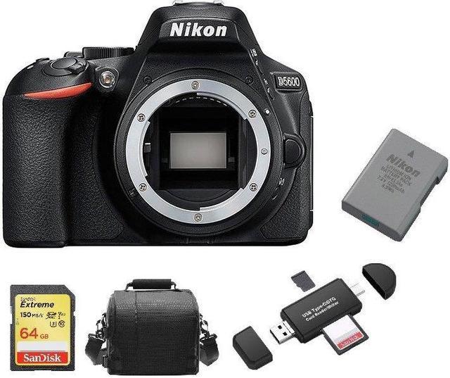 NIKON D5600 Body + 64GB SD card + camera Bag + NIKON EN-EL14A