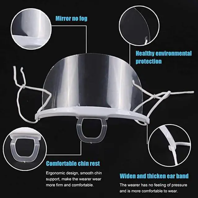 Alt view image 2 of 6 - 10 pieces safety face shield plastic visor face protection anti-fog anti-oil splash transparent protective visor - food hygiene special anti-saliva face shield