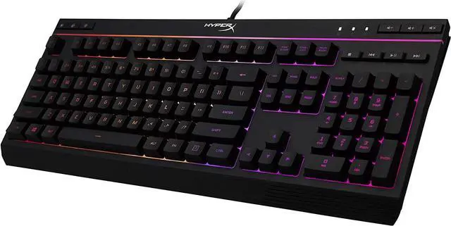 Alt view image 3 of 7 - HyperX Alloy Core RGB u2013 Membrane Gaming Keyboard Comfortable Quiet Silent Keys with RGB LED Lighting Effects Spill Resistant Dedicated Media Keys Compatible with Windows 10/8.1/8/7 u2013 Black