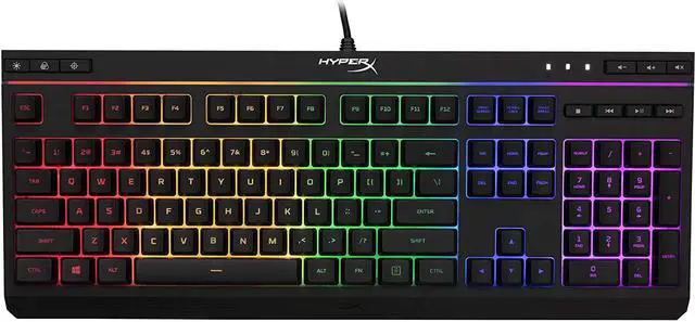 Main image of HyperX Alloy Core RGB u2013 Membrane Gaming Keyboard Comfortable Quiet Silent Keys with RGB LED Lighting Effects Spill Resistant Dedicated Media Keys Compatible with Windows 10/8.1/8/7 u2013 Black