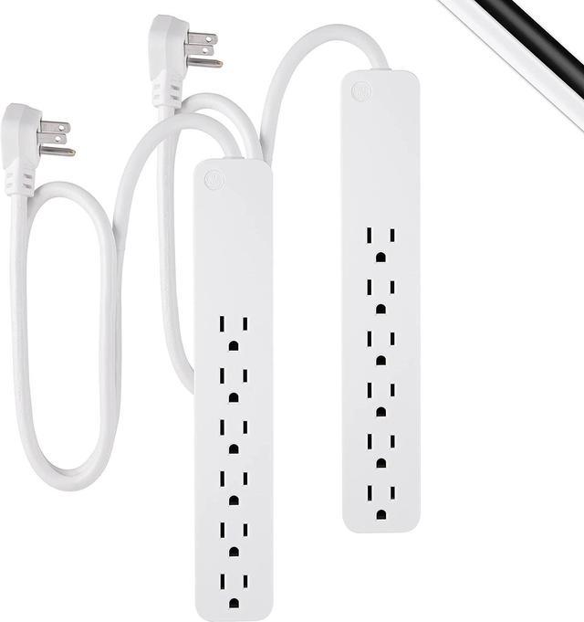 GE Pro 6-Outlet Surge Protector 2 Pack, 2 Ft Extension Cord, 620 Joules, Power  Strip, Flat Plug, Integrated Circuit Breaker, Wall Mount, UL Listed, White,  46867 