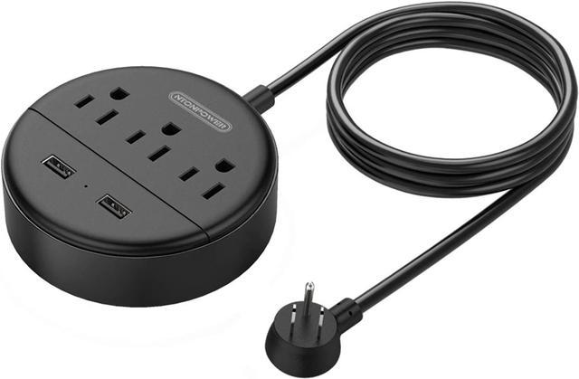 Ntonpower Power Strip 3 Outlets 2 USB Flat Cord